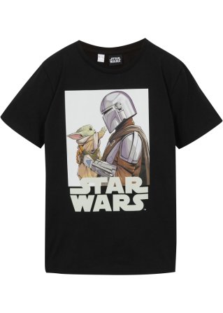 The Mandalorian Jungen T-Shirt in schwarz von vorne - Star Wars
