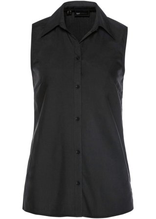 Zeitlose Bluse mit Seitenschlitzen in schwarz von vorne - bpc selection