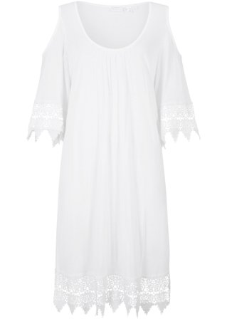 Strand Cold-Shoulder-Shirtkleid in weiß von vorne - bpc selection
