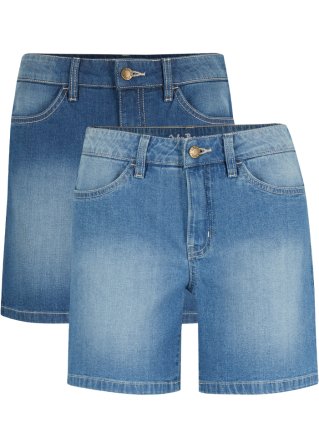 Stretch-Jeans-Shorts, 2er Pack in blau von vorne - John Baner JEANSWEAR
