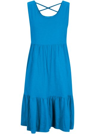 Jerseykleid mit Volants und Rückendetail in blau von vorne - bpc bonprix collection