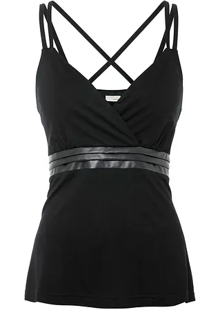 BODYFLIRT boutique Top mit Leder-Imitateinsatz