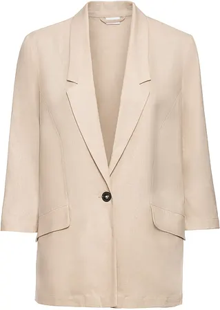 Leinen-Blazer in beige von vorne - BODYFLIRT