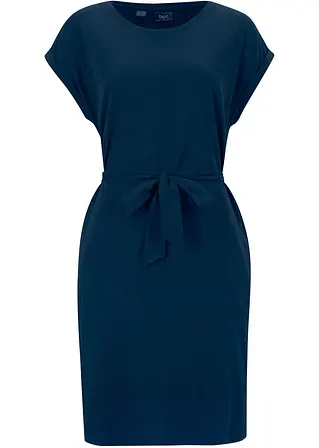 Shirtkleid aus reiner Baumwolle in blau von vorne - bonprix