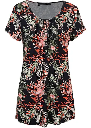 Tunika-Shirt aus Viskose-Mix in schwarz von vorne - bonprix