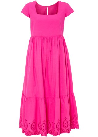 Midi-Kleid mit Lochstickerei in pink von vorne - BODYFLIRT