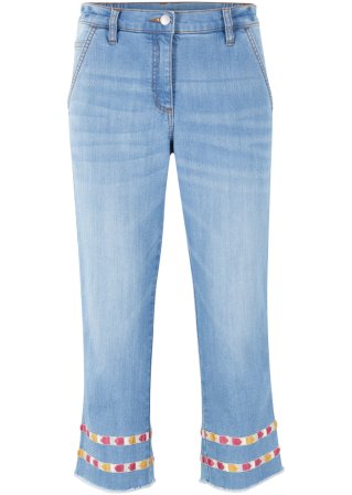 3/4 Jeans mit Komfortbund in blau von vorne - bpc bonprix collection