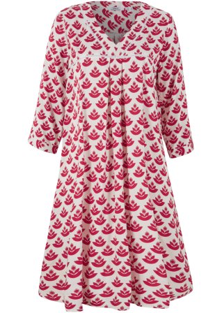 Kurzes Tunika-Web-Kleid mit Spitzeneinsatz in rot von vorne - bpc bonprix collection