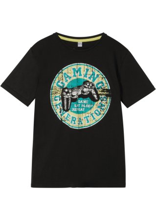 Jungen T-Shirt aus Bio-Baumwolle in schwarz von vorne - bpc bonprix collection