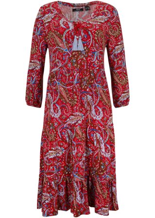 Knieumspielendes Tunika-Kleid, 3/4 Arm in rot von vorne - bpc bonprix collection