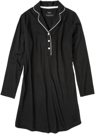Nachthemd aus nachhaltiger Baumwolle in schwarz von vorne - bpc bonprix collection