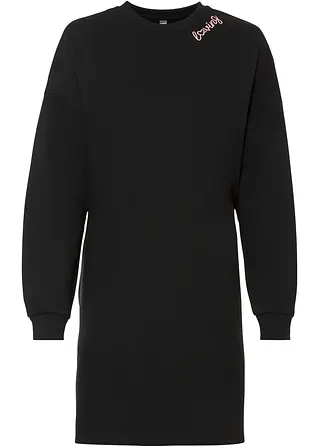 Oversized Sweatkleid in schwarz von vorne - bonprix
