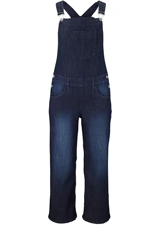 Komfort-Stretch-Jeans-Latzhose, Wide in blau von vorne - John Baner JEANSWEAR