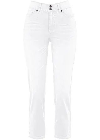 Slim Fit Jeans, Mid Waist, Bequembund in weiß von vorne - bonprix