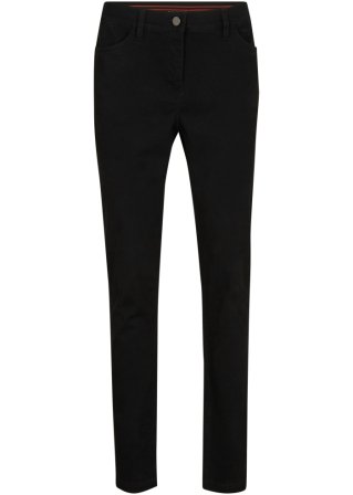 Mega-Stretch-Jeans mit gestreiftem Komfortbund, Slim Fit in schwarz von vorne - bpc bonprix collection