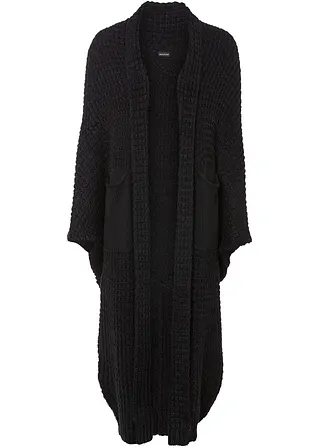 Longstrickjacke in schwarz von vorne - bonprix