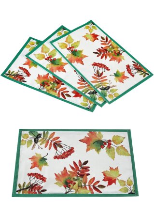 Tischsets mit Blätterdruck (4er Pack) in weiß von vorne - bpc living bonprix collection