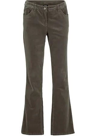 Stretch-Cordhose, Bootcut in grün von vorne - bpc bonprix collection