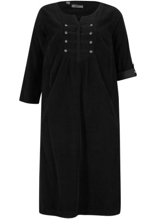 Cord-Blusenkleid in schwarz von vorne - bpc bonprix collection