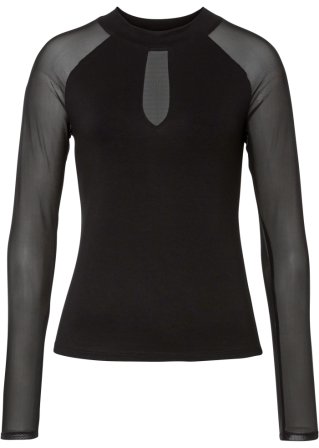 Langarmshirt in schwarz von vorne - BODYFLIRT boutique