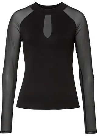 Langarmshirt in schwarz von vorne - bonprix