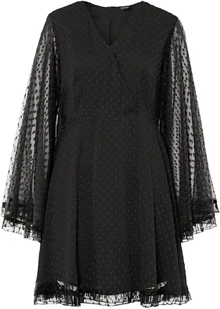Kleid mit weiten Ärmeln in schwarz von vorne - BODYFLIRT