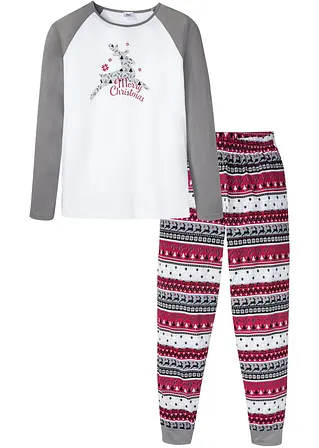 Pyjama aus Bio-Baumwolle in grau von vorne - bpc bonprix collection