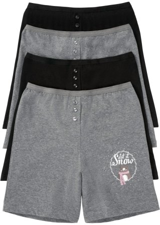 Lange Damen Boxer mit hohem Bund (4er Pack) in schwarz von vorne - bpc bonprix collection