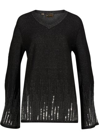 Pullover mit metallic Farbverlauf in schwarz von vorne - bpc selection