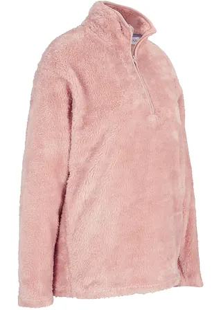 Kuschel-Fleeceshirt, weit geschnitten in rosa von vorne - bpc bonprix collection