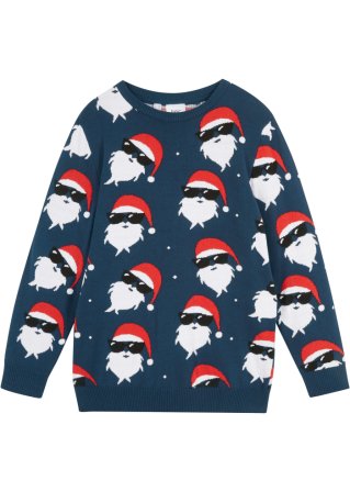 Jungen Weihnachtspullover in blau von vorne - bpc bonprix collection