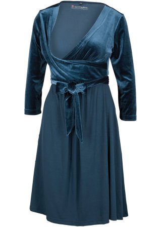 Umstandskleid/Stillkleid mit Samt in blau von vorne - bpc bonprix collection