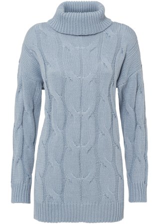 Pullover mit Zopfmuster in grau von vorne - BODYFLIRT