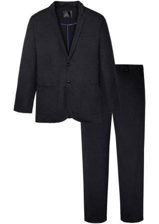 Jersey-Anzug (2-tlg.Set): Sakko und Hose in schwarz von vorne - bpc selection