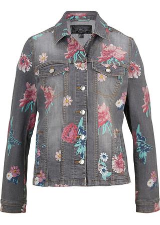 Jeansjacke bedruckt in grau von vorne - bpc selection