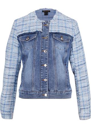 Jeansjacke mit Tweed in blau von vorne - bpc selection premium