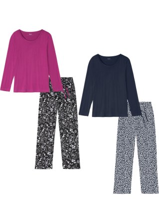 Pyjama (2er Pack) in lila von vorne - bpc bonprix collection