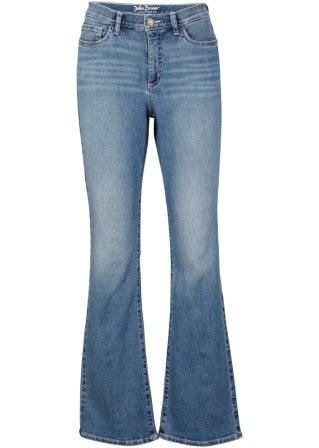 Stretch- Jeans aus Bio-Baumwolle, Bootcut in blau von vorne - John Baner JEANSWEAR