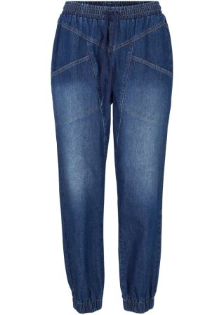 Weite Jeans mit Taschen und Bequembund in blau von vorne - bpc bonprix collection