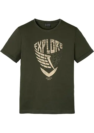 T-Shirt aus Bio Baumwolle in grün von vorne - bonprix