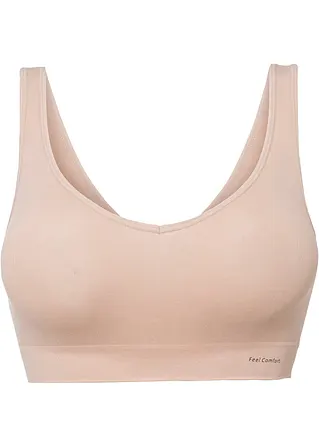 Feel Comfort Seamless Bustier in beige von vorne - bpc bonprix collection