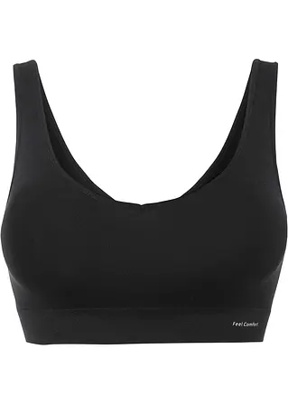 Feel Comfort Seamless Bustier in schwarz von vorne - bpc bonprix collection