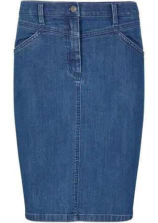 Jeansrock, Stretch in blau von vorne - bonprix