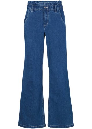 Wide Leg Jeans High Waist, Paperbag  in blau von vorne - John Baner JEANSWEAR