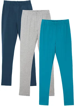 Mädchen Leggings (3er Pack) in blau von vorne - bonprix