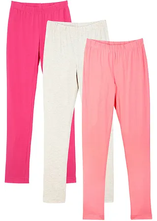 Mädchen Leggings (3er Pack) in pink von vorne - bonprix