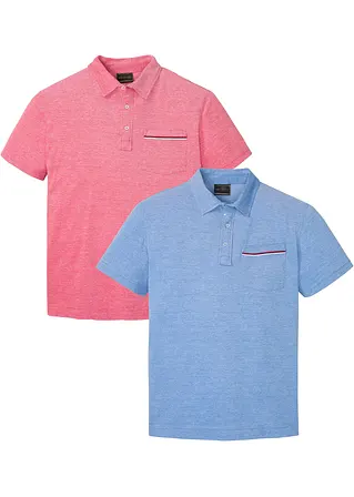 Piqué-Poloshirt aus reiner Baumwolle (2er Pack) in rot von vorne - bonprix