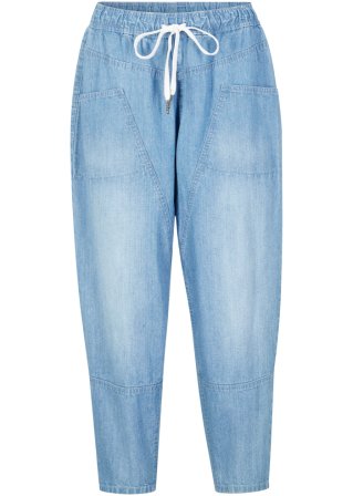 O-Shape Jeans mit großen Taschen und Bequembund , 7/8 Länge in blau von vorne - bpc bonprix collection