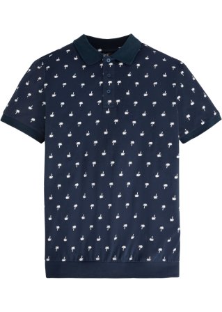 Poloshirt mit Komfortschnitt, Kurzarm in blau von vorne - bpc bonprix collection