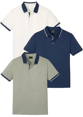 Piqué-Poloshirt (3er Pack), Kurzarm in weiß von vorne - bonprix
